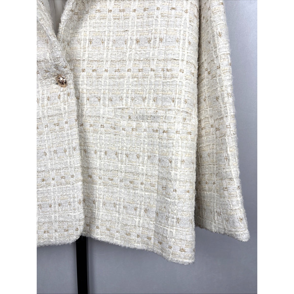 NEW VICI Tweed Blazer Jacket Women's XL Ivory Gold Emily Travis Collection - Picture 5 of 11
